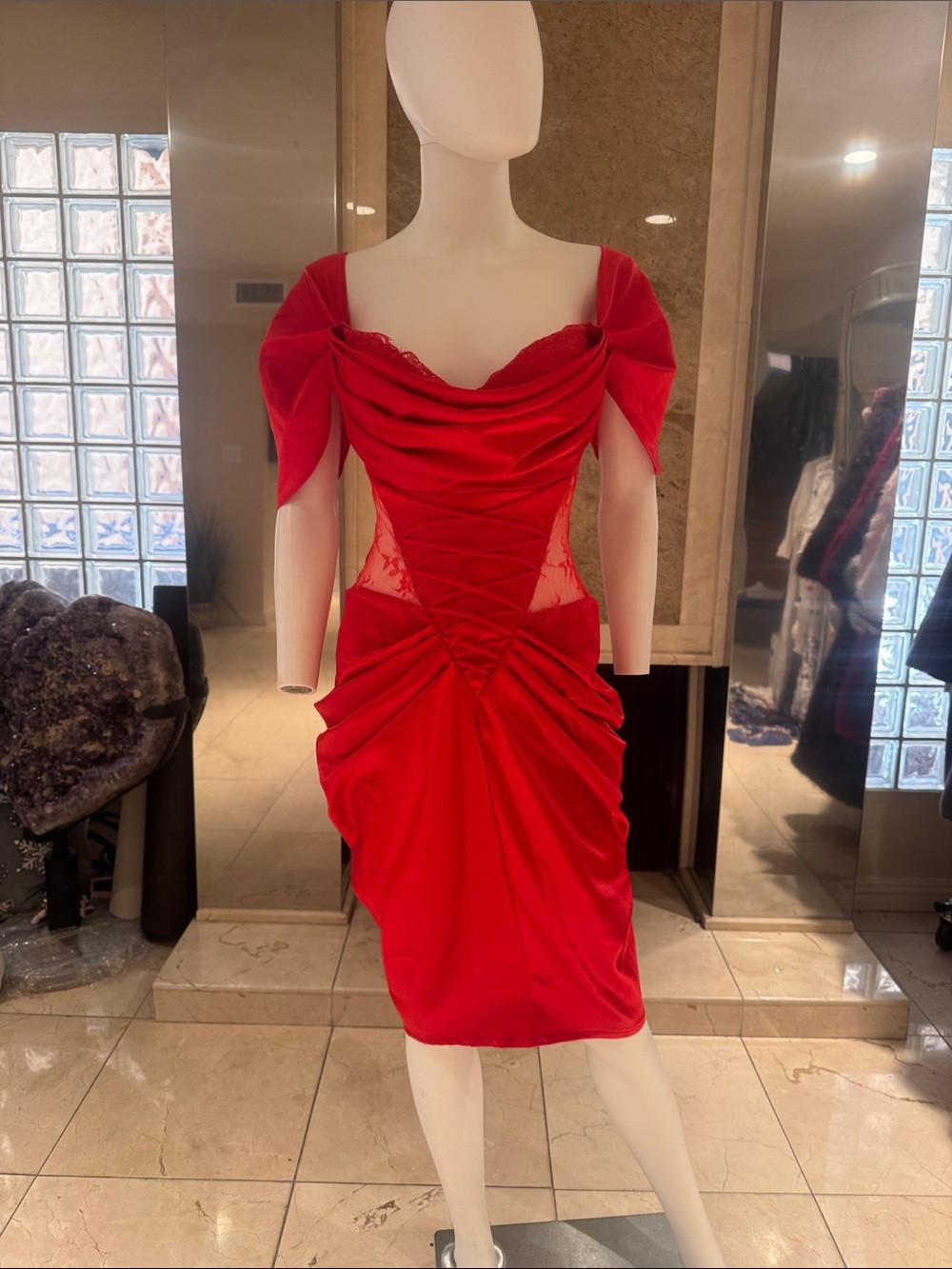 Sexy Red Satin Corset Strapless Dress